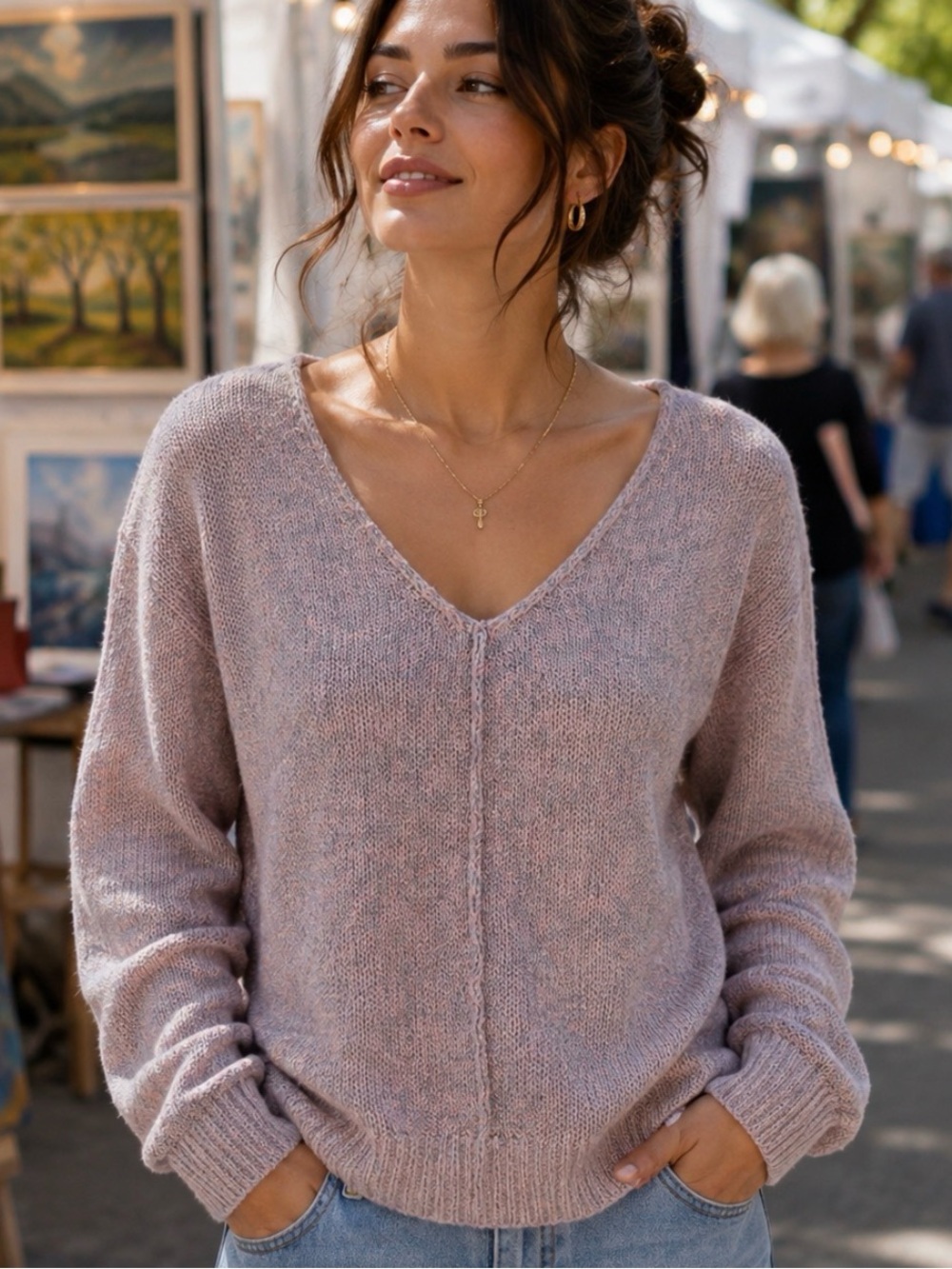 #289 ZENANA KNIT VNECK